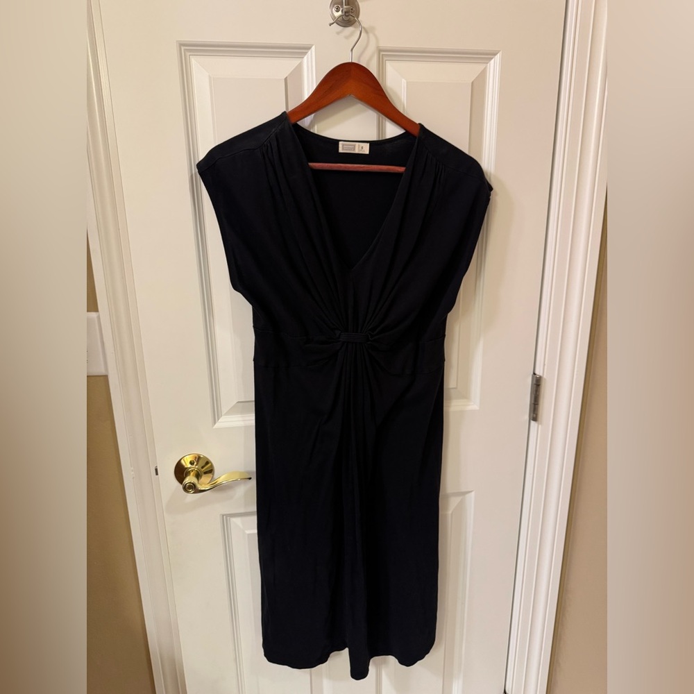 Old Navy Black Ruched Stretch Cotton Maternity Dress